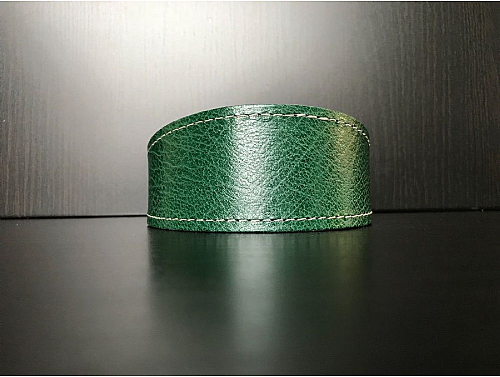 Lined Green Cracked Effect - Whippet Leather Collar - Size M